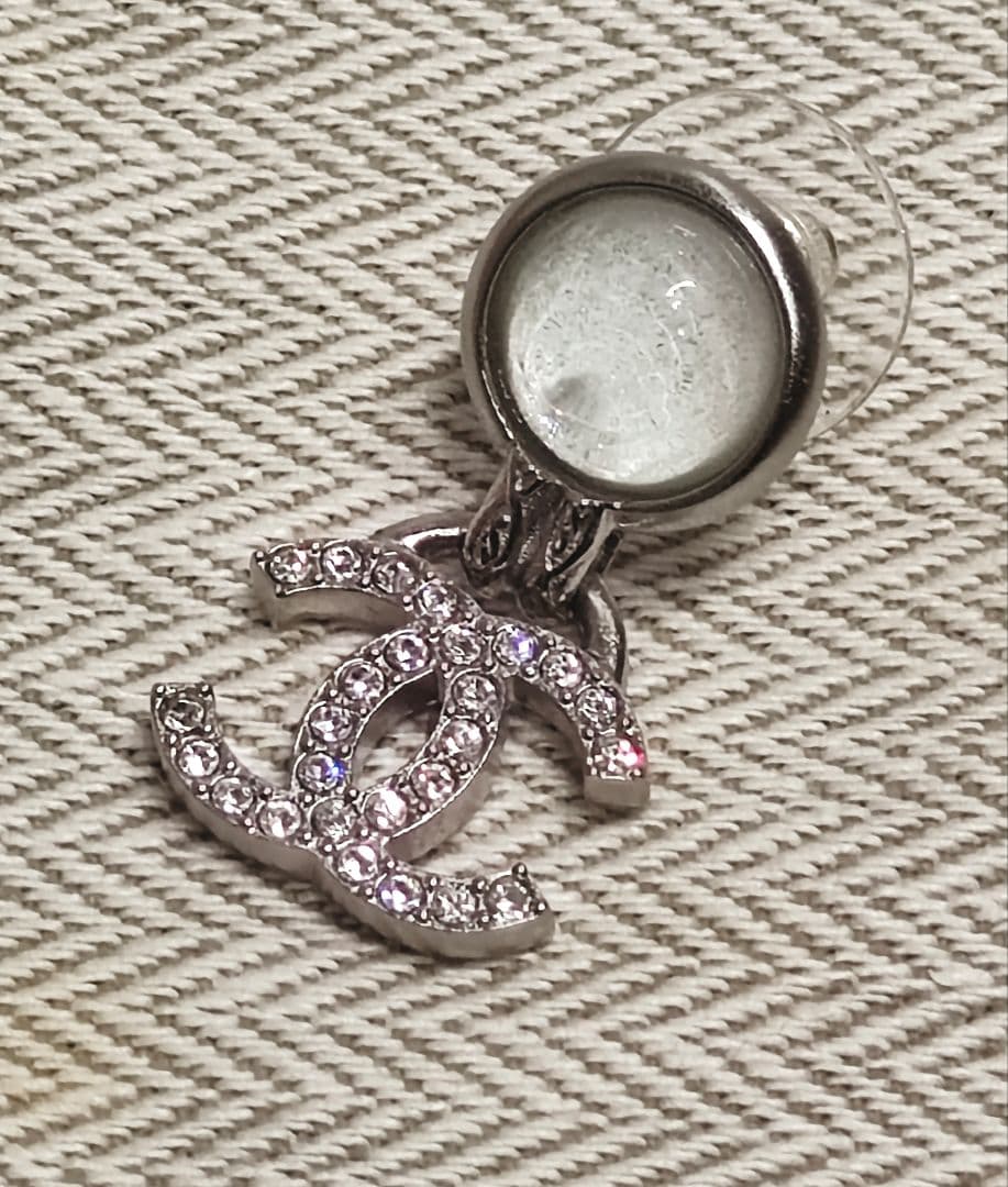 シャネル ココ ラインストーン クリアストーン ピアス 超美品 【鑑定済】