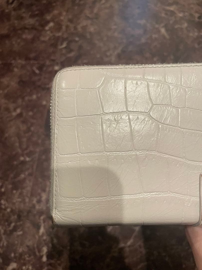 Saint Laurent 財布 サンローラン 長財布 クロコ風 ホワイト