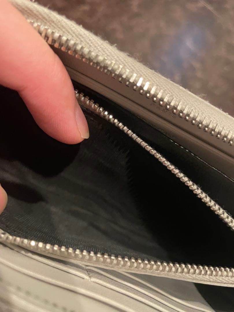 Saint Laurent 財布 サンローラン 長財布 クロコ風 ホワイト