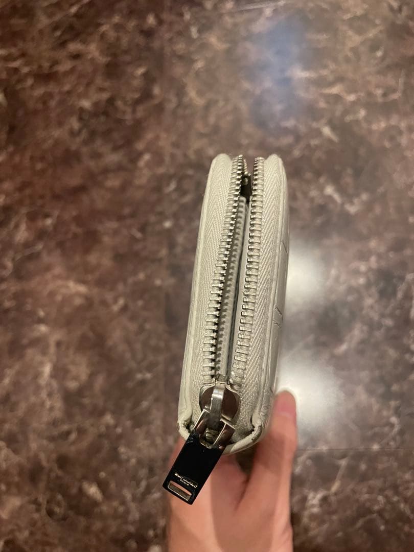 Saint Laurent 財布 サンローラン 長財布 クロコ風 ホワイト