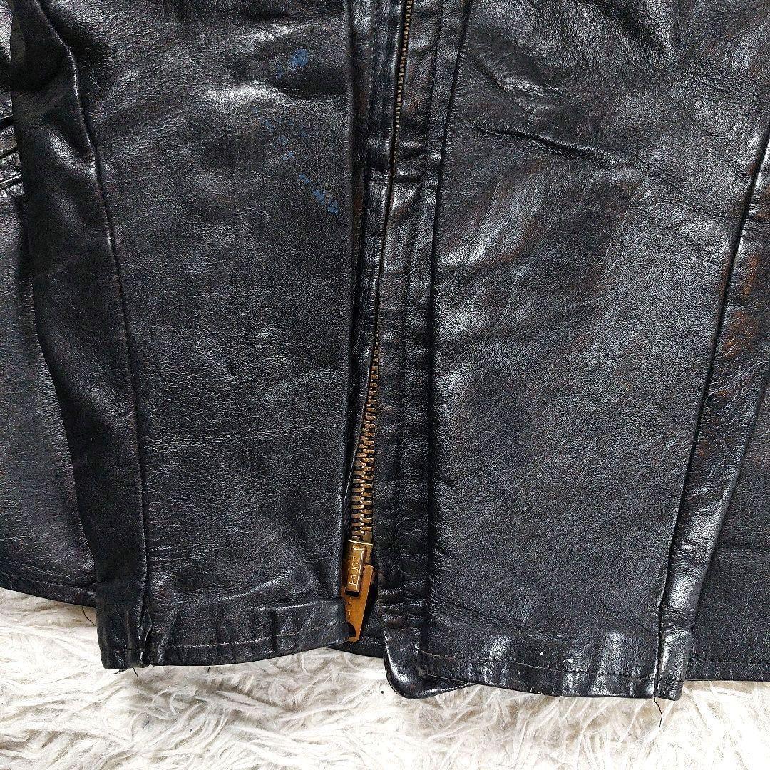 60s~70s デカタロン シングルレザーライダースジャケット ワッペン革ジャン