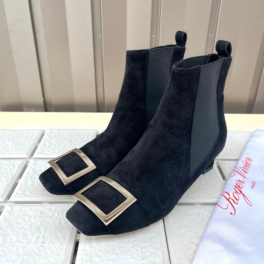 36 Roger Vivier サイドゴア　ショートブーツ　黒　23