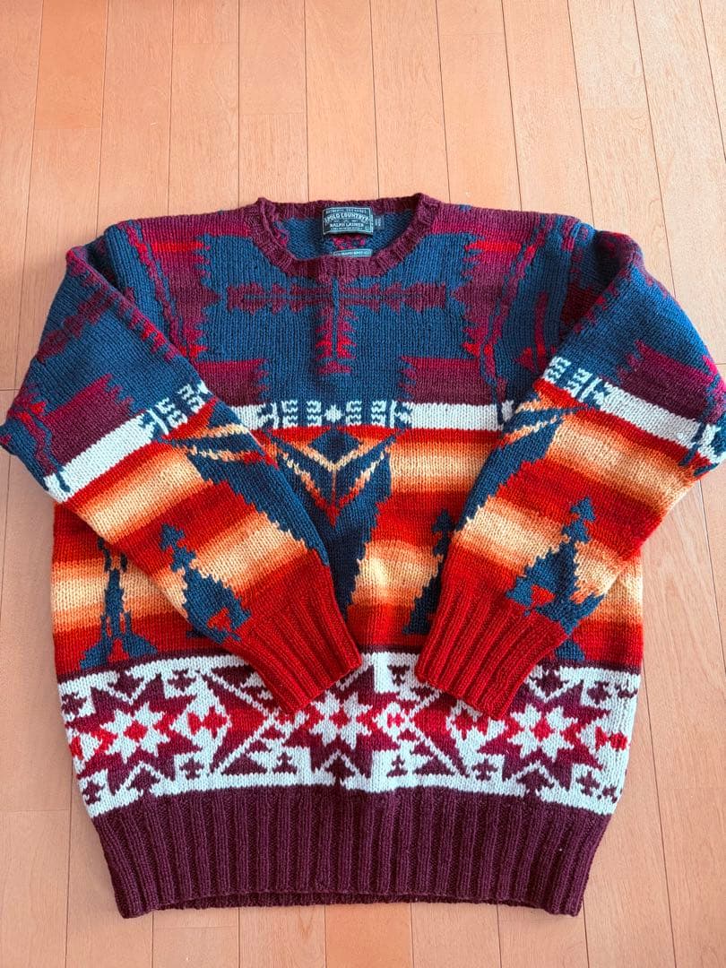 90s Ralph Lauren ポロカン ハンドニット ネイティブ柄