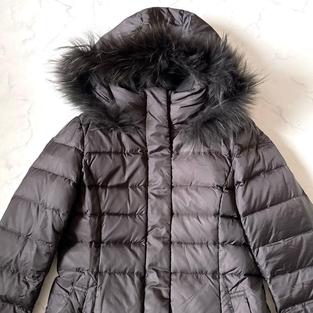 【23区】近年モデル　洗える　フード付き　ロング　ダウンコート　ブラック　38M