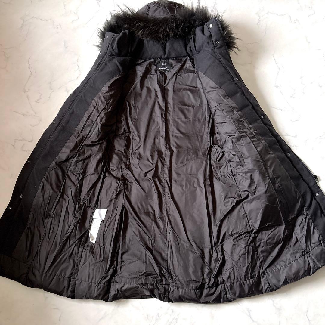 【23区】近年モデル　洗える　フード付き　ロング　ダウンコート　ブラック　38M