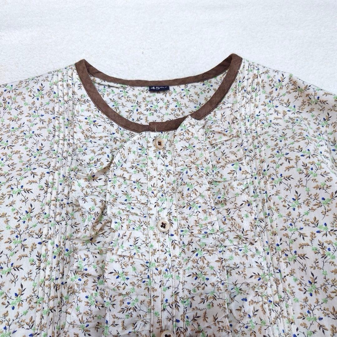 未使用品 45R ツタフラワープリントのフリルブラウス 45rpm
