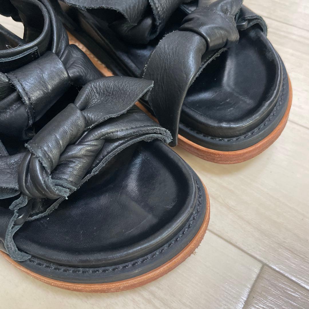 sacai 本革 リボンサンダル ブラック 36 サカイ