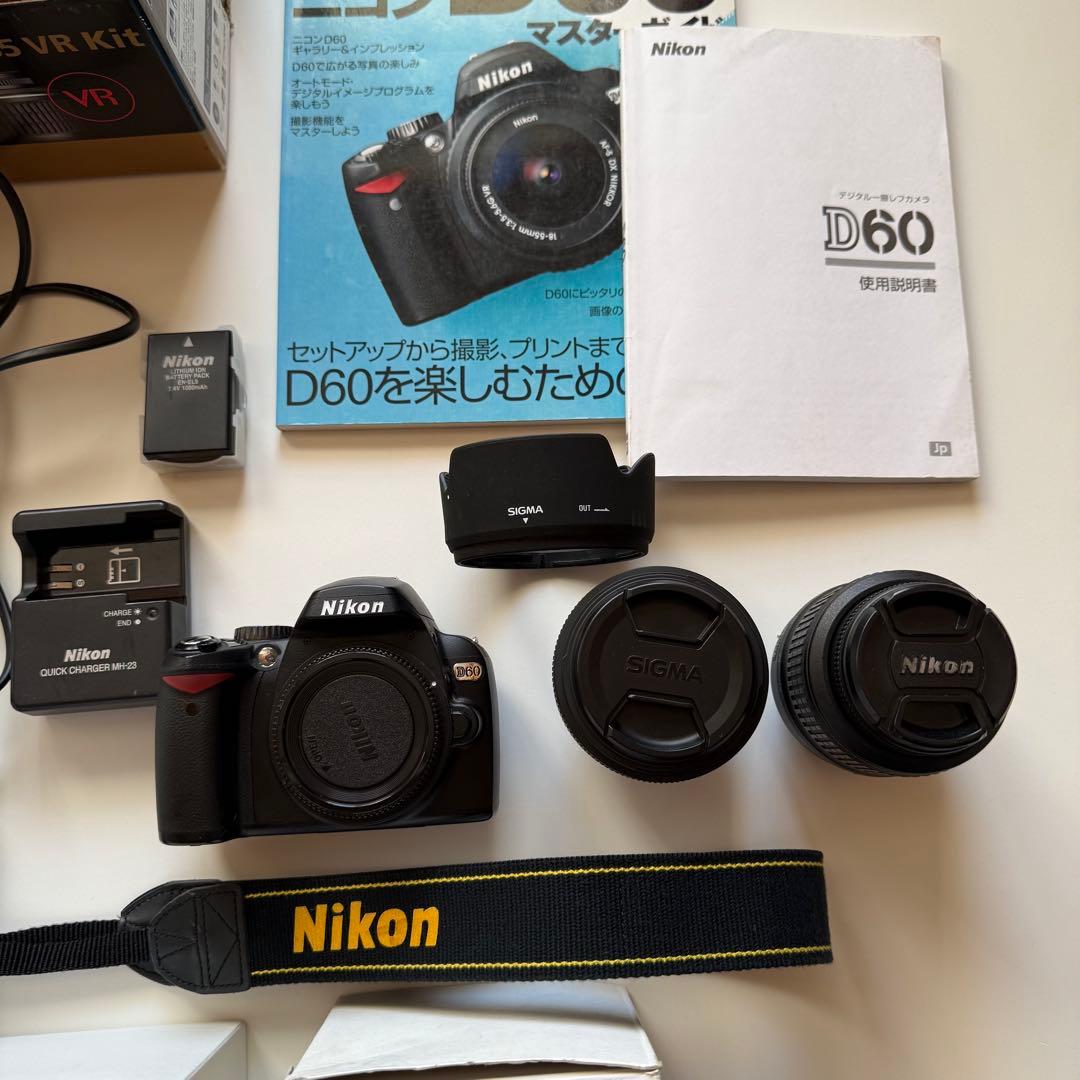 NikonD60 デジタル一眼レフカメラ キット シグマ 単焦点レンズ付き