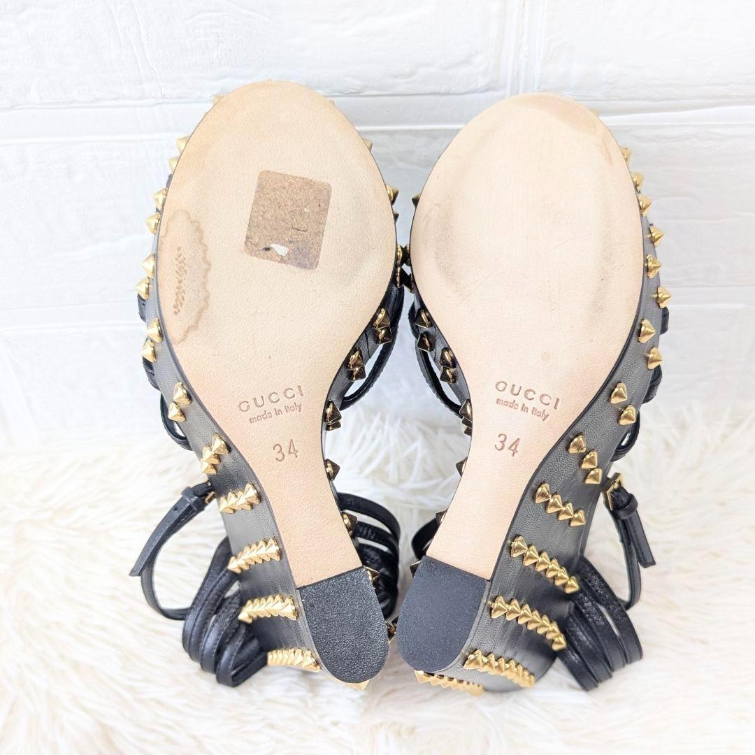 ✨美品✨GUCCI グッチ アンクルストラップ スタッズ サンダル ブラック