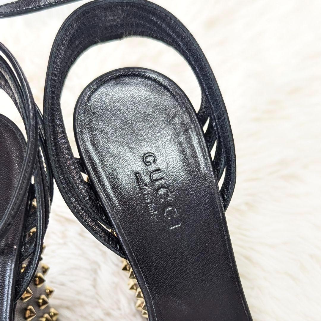 ✨美品✨GUCCI グッチ アンクルストラップ スタッズ サンダル ブラック