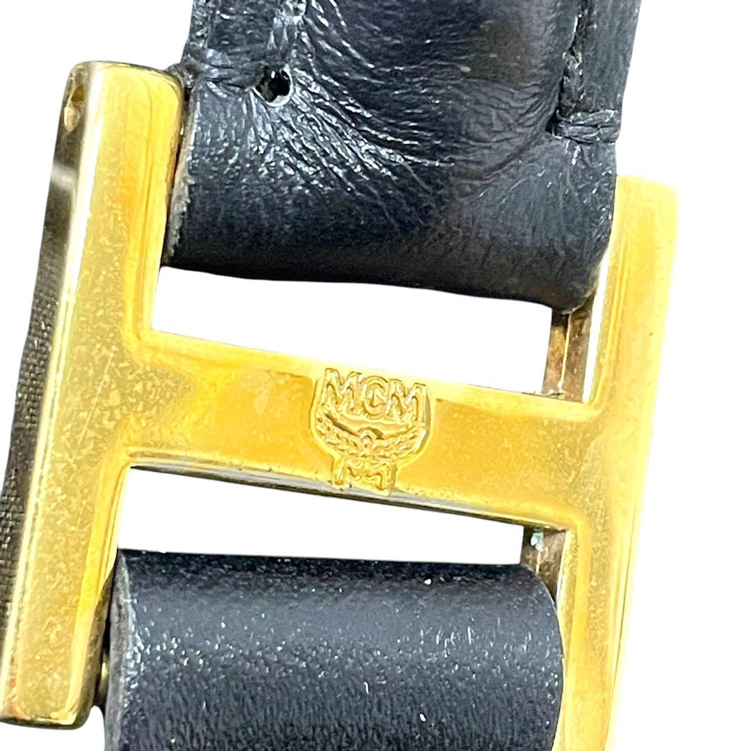 美品 MCM エムシーエム ボストンバッグ 黒 ナイロン 金金具