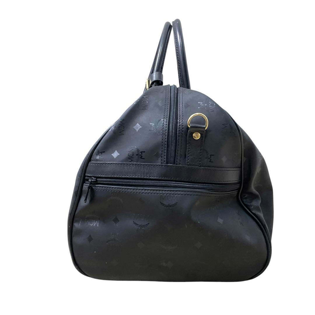 美品 MCM エムシーエム ボストンバッグ 黒 ナイロン 金金具