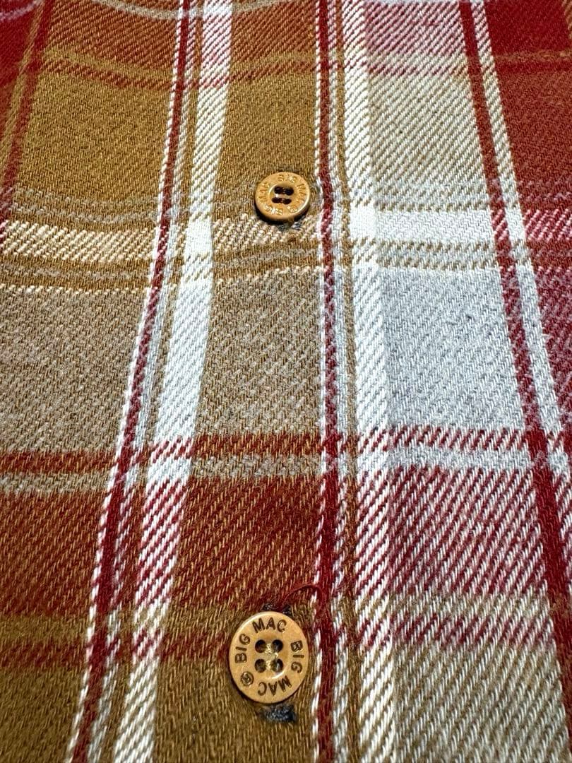 BIG MAC 長袖ネルシャツ XL Tallサイズ　赤紫　グレー　ベージュ色