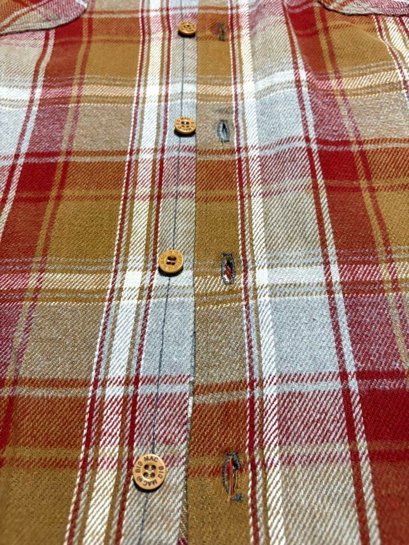 BIG MAC 長袖ネルシャツ XL Tallサイズ　赤紫　グレー　ベージュ色