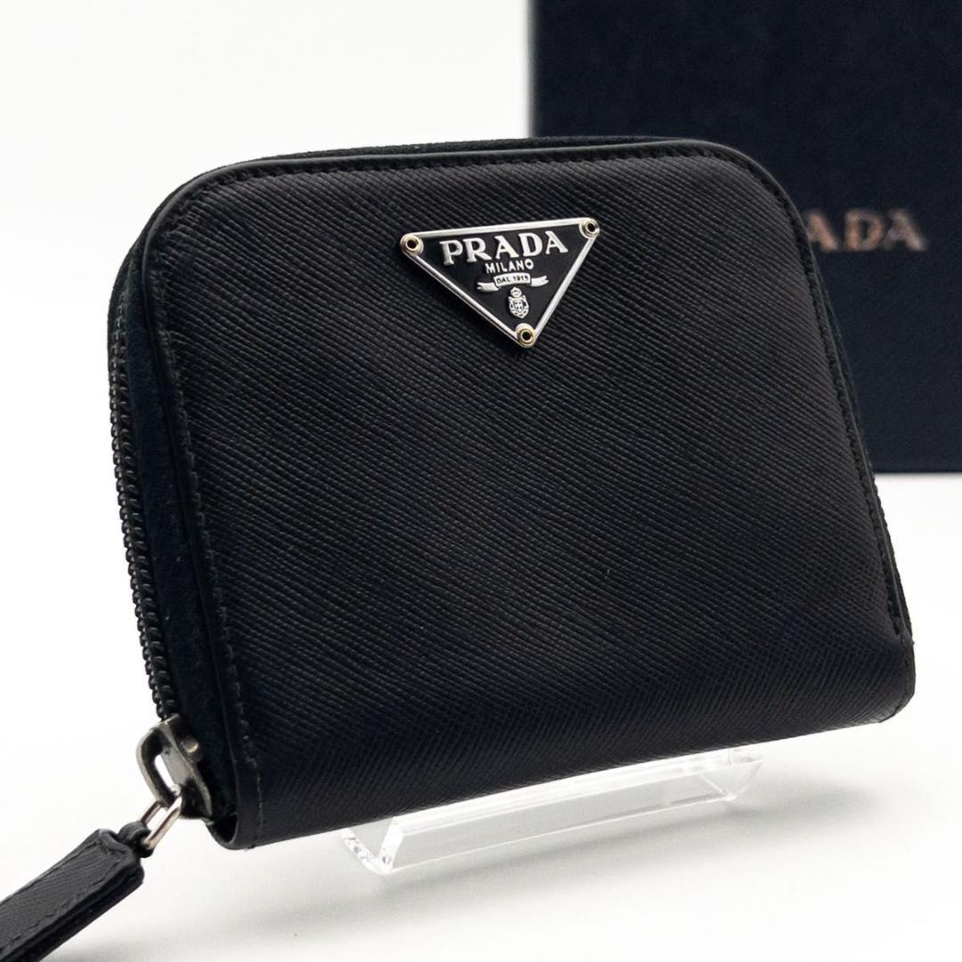 【極美品】PRADA ケース　サフィアーノレザー　トライアングルロゴ　黒