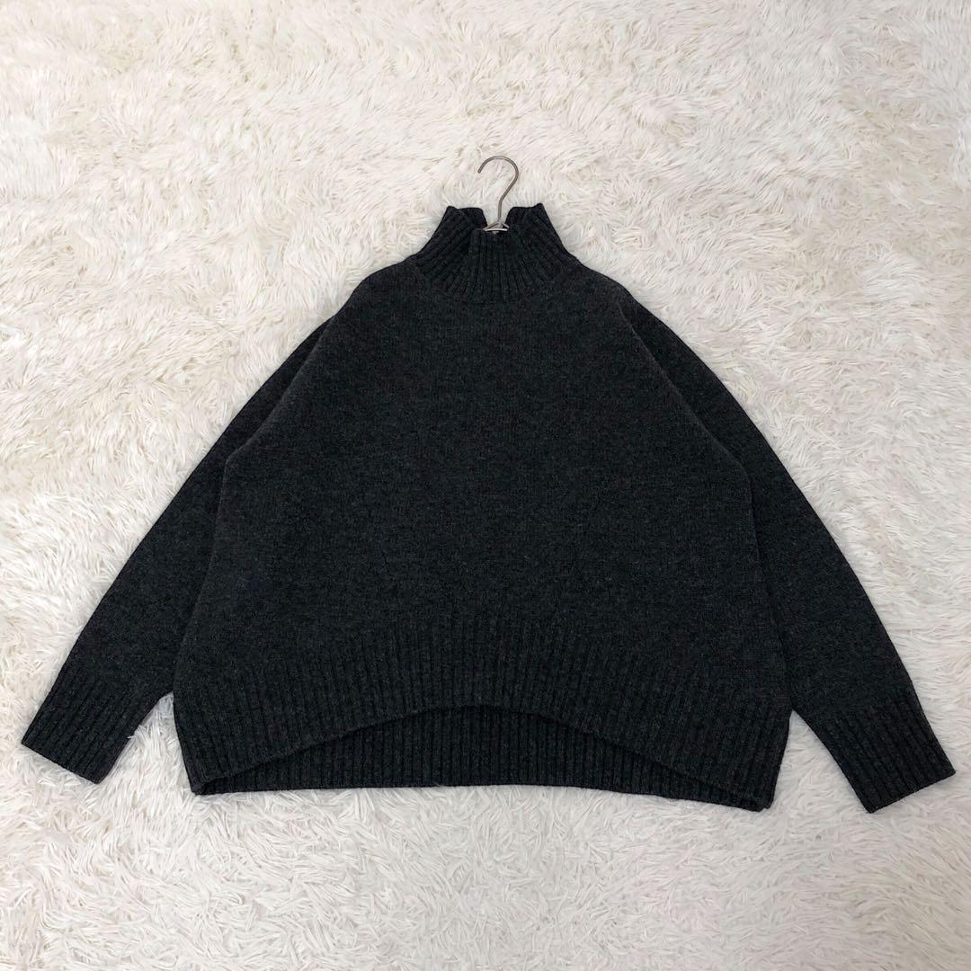美品 CINOH チノ 22AW オーバーサイズハイネックニット グレー系 S
