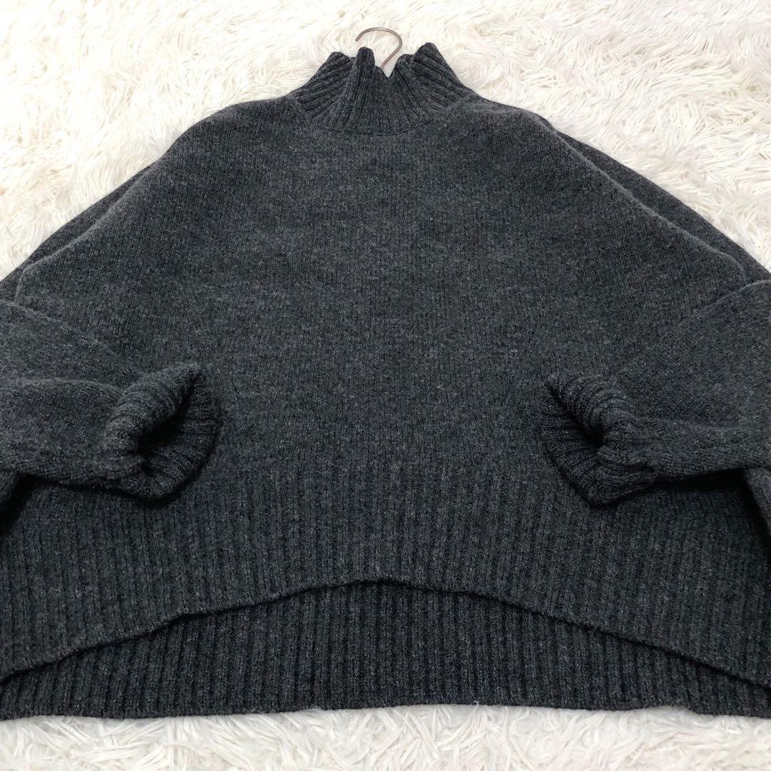 美品 CINOH チノ 22AW オーバーサイズハイネックニット グレー系 S