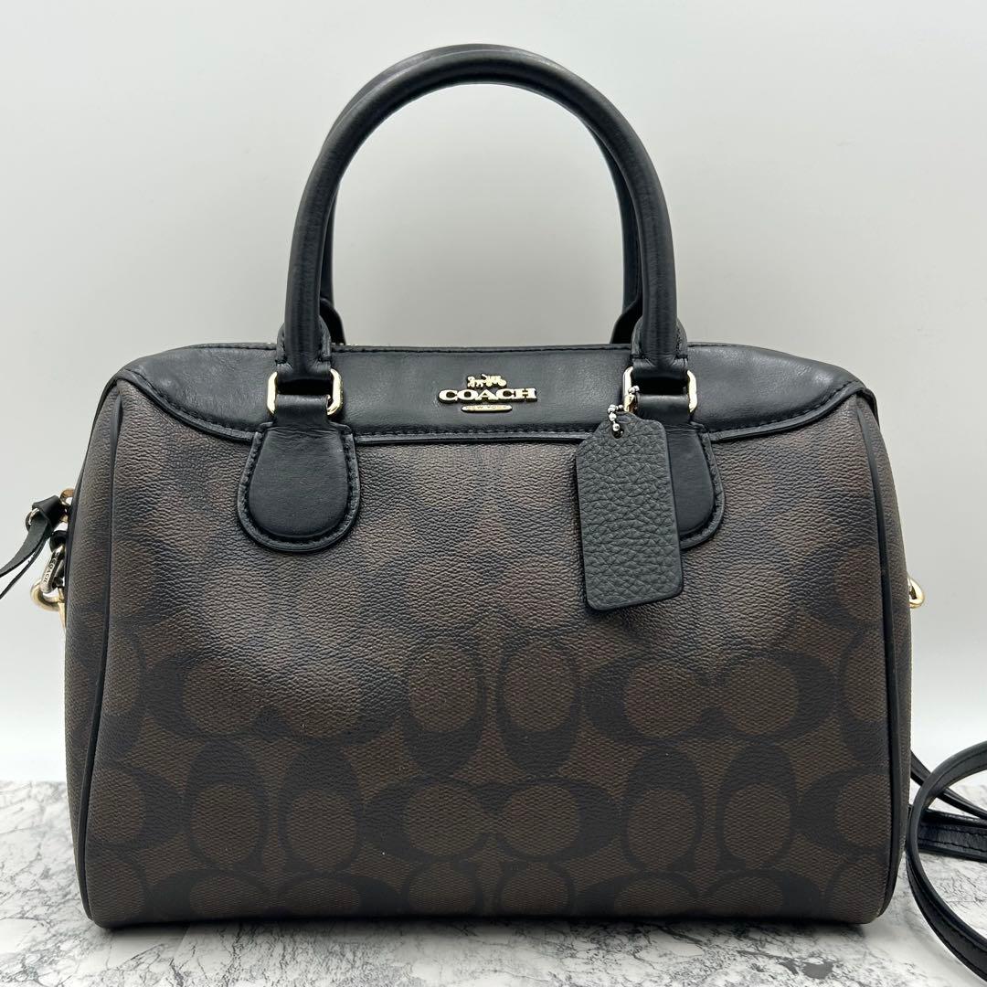 美品✨ COACH コーチ シグネチャー ショルダー ミニボストン　2way