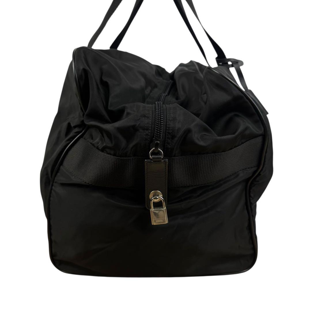 【大容量/美品】PRADA 南京錠付 ボストンバッグ ナイロン ブラック 白タグ