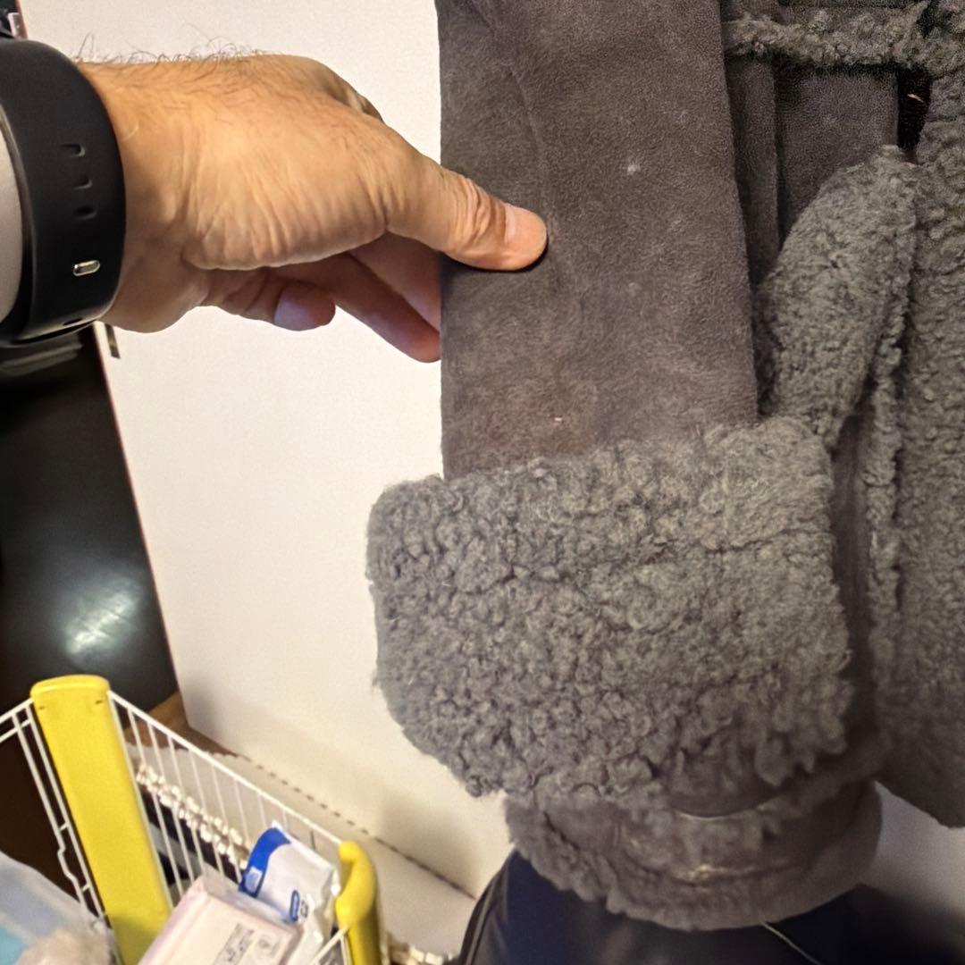 イブサンローラン　シープスキン ムートンジャケット ダークグレー