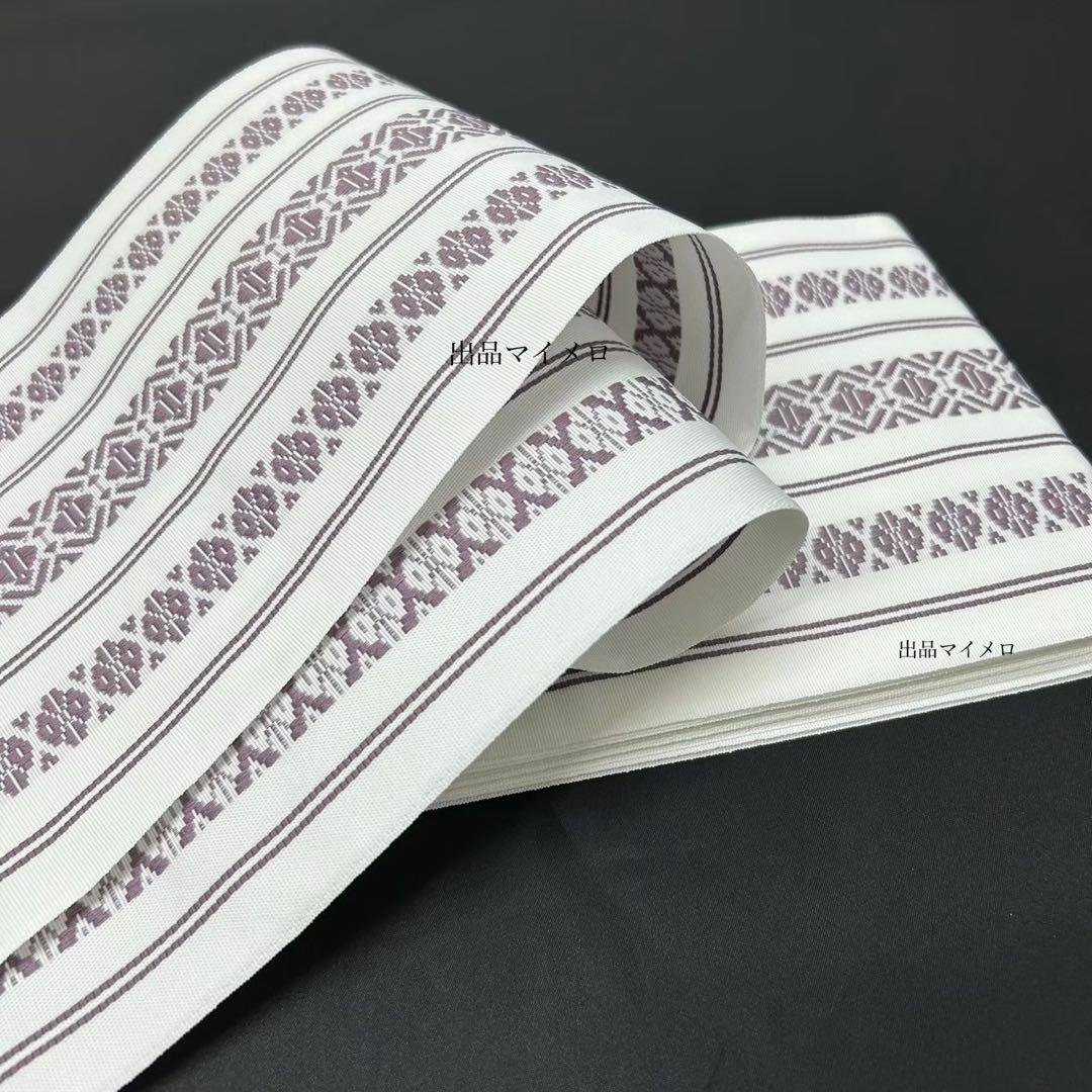 浴衣　綿麻　粋な夏着物　麻の葉柄　紺色　献上柄　半幅帯　2点　0725②