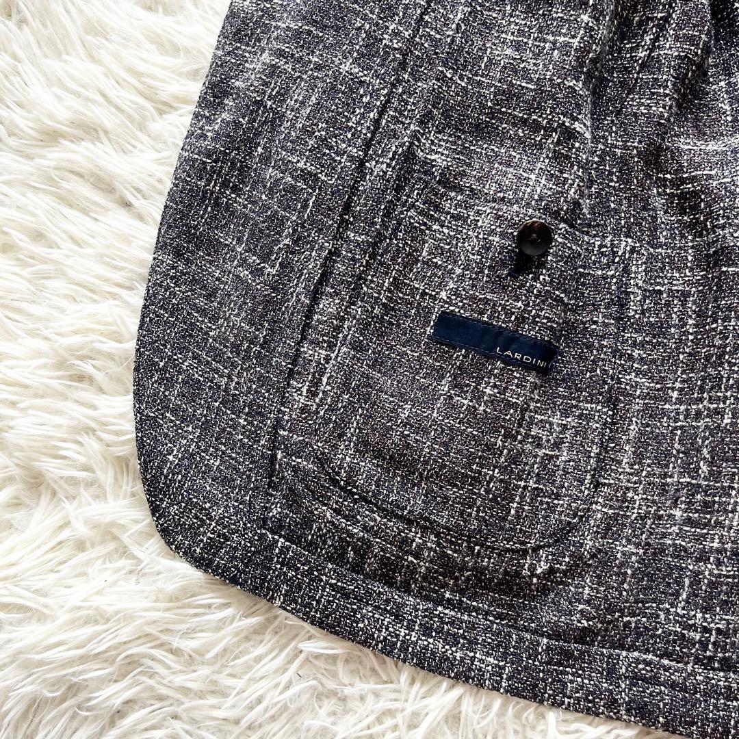 <美品>LARDINI グレー リネン ツイード ジャケット サイズ42