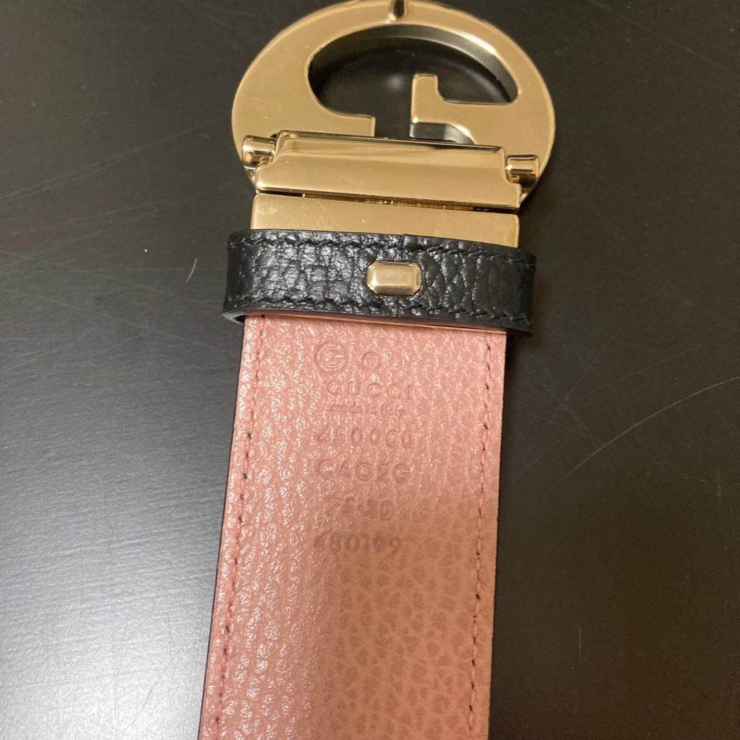 GUCCI グッチ ベルト インターロッキングG リバーシブル ブラック ピンク