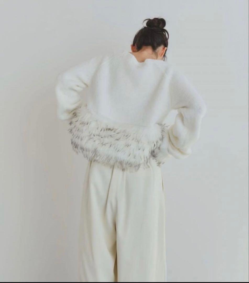 トップス andequal panel design fur knit
