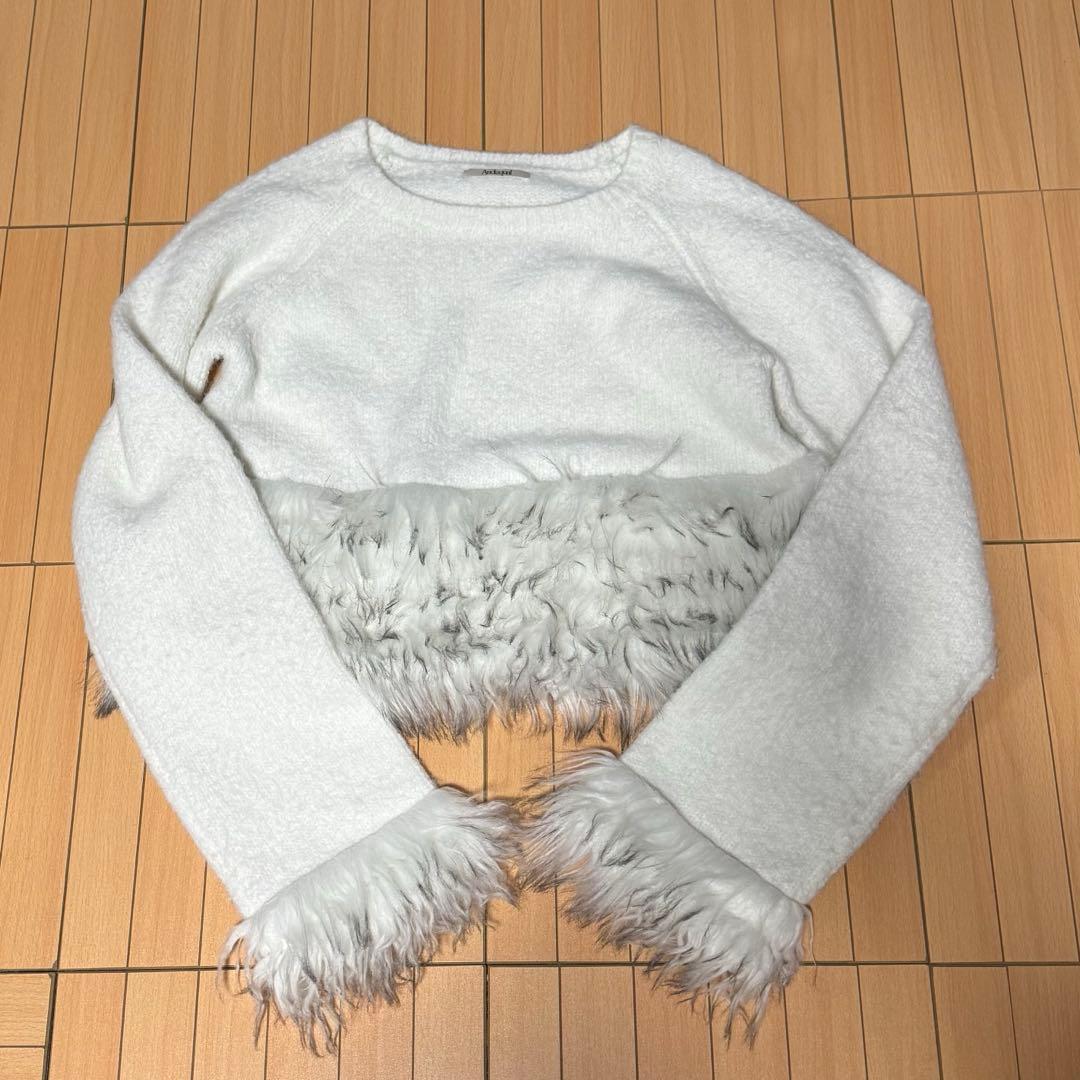 トップス andequal panel design fur knit