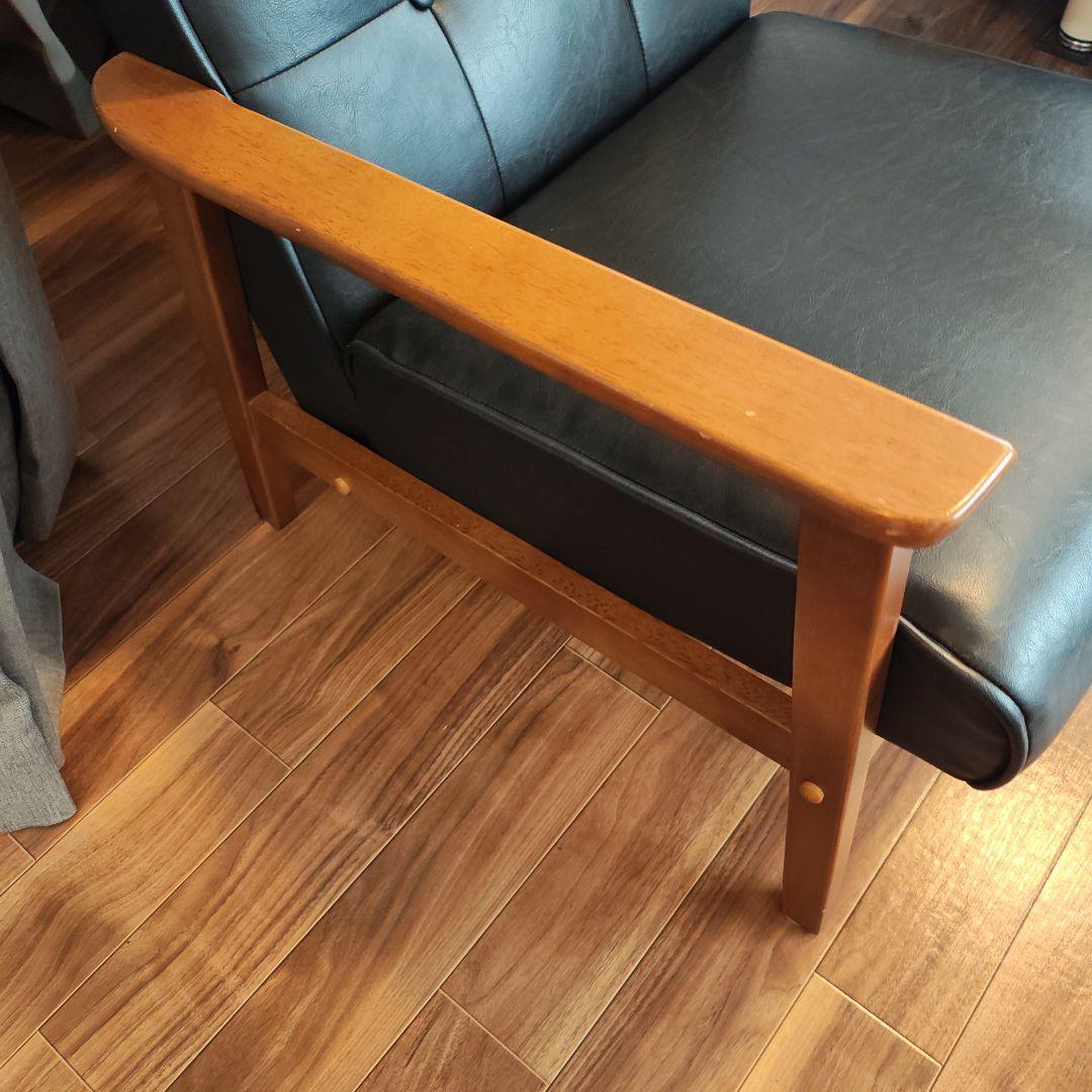 ブラック合成皮革1人掛けソファ