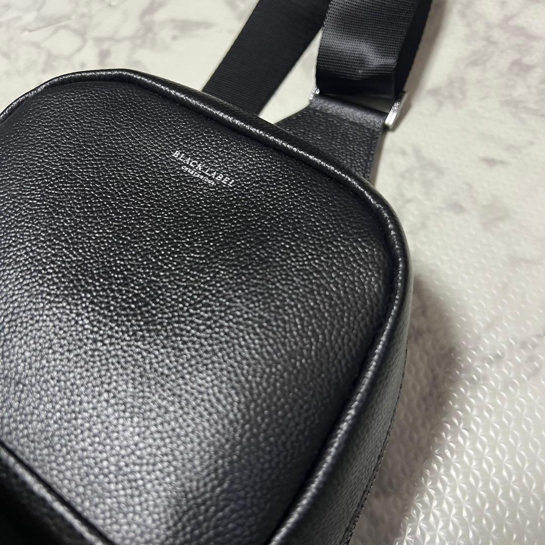【極美品】ブラックレーベルクレストブリッジ レザー ボディバッグ 黒 本革