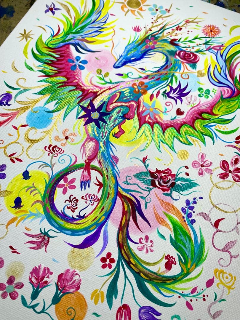 幻の花龍⑤ アクリル画 開運絵画 龍神 龍ノツカイ