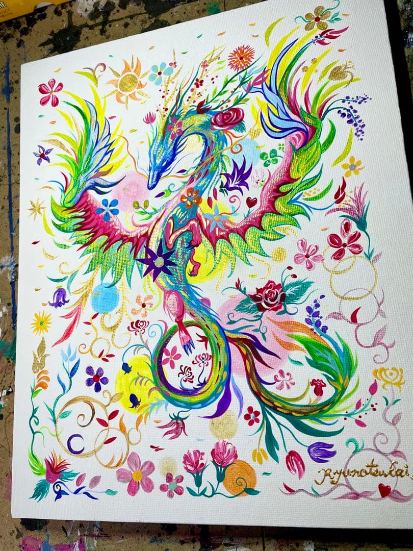 幻の花龍⑤ アクリル画 開運絵画 龍神 龍ノツカイ
