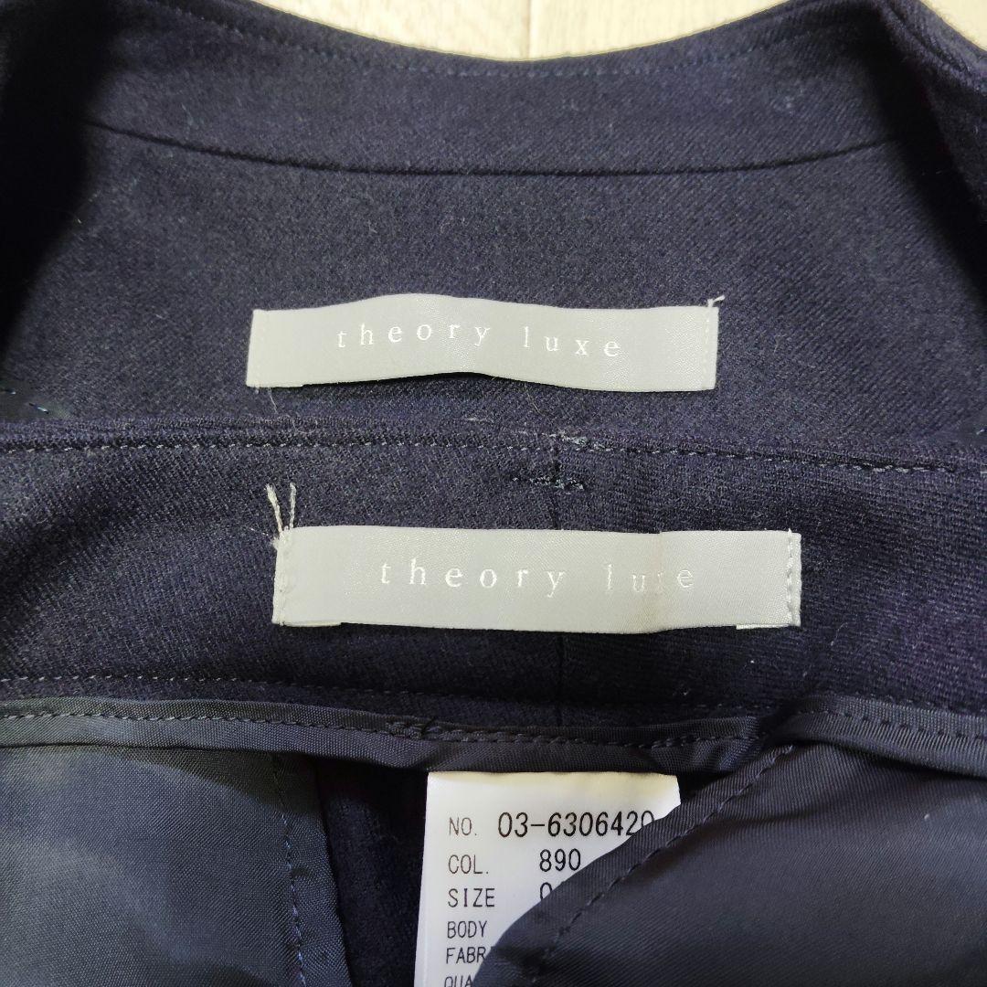 セオリーリュクス　パンツスーツ　高級ウール　ストレッチ　美品　ネイビー　L相当