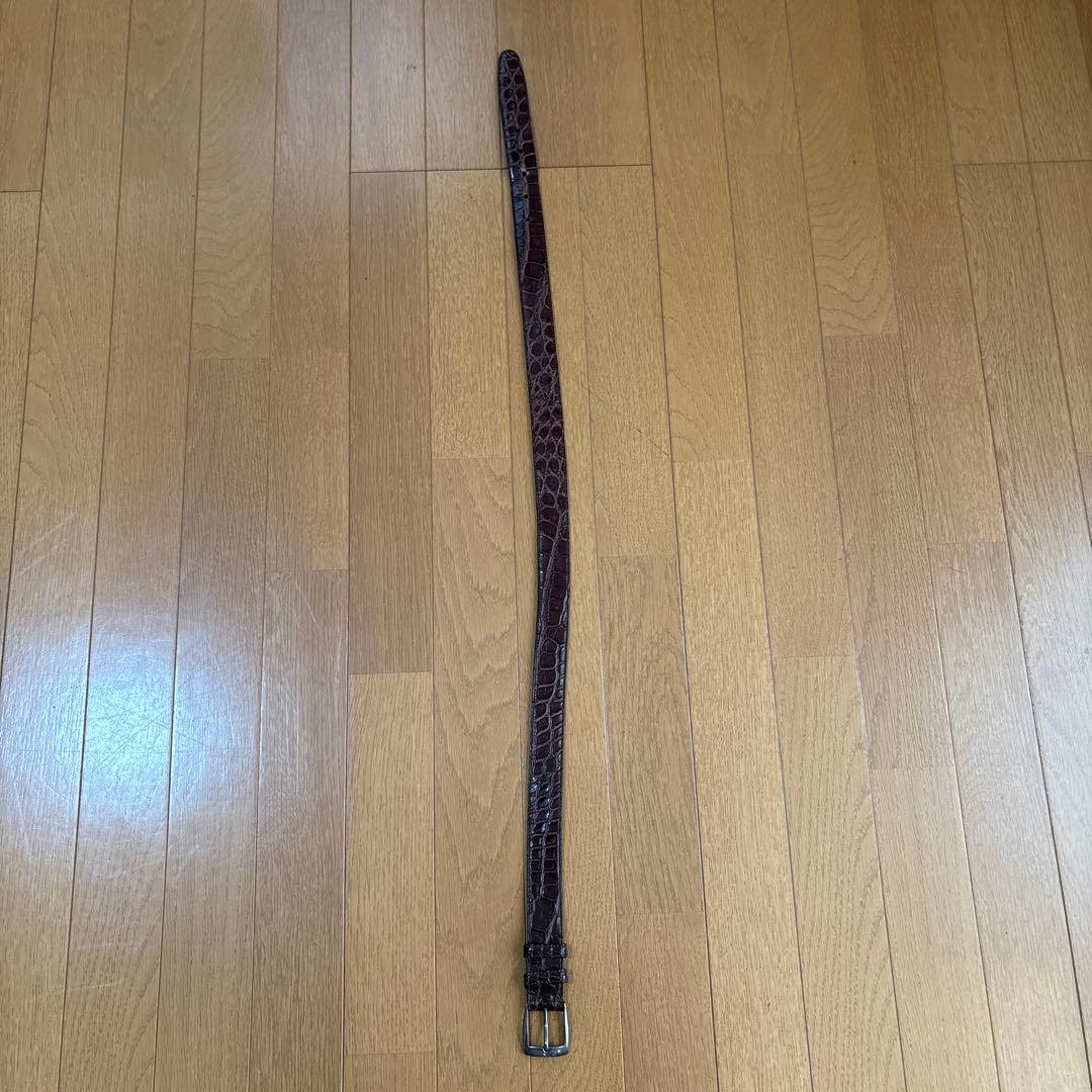 テス　TES アメリカンアリゲーター ベルト イタリア製 ワニ革 ブラウン