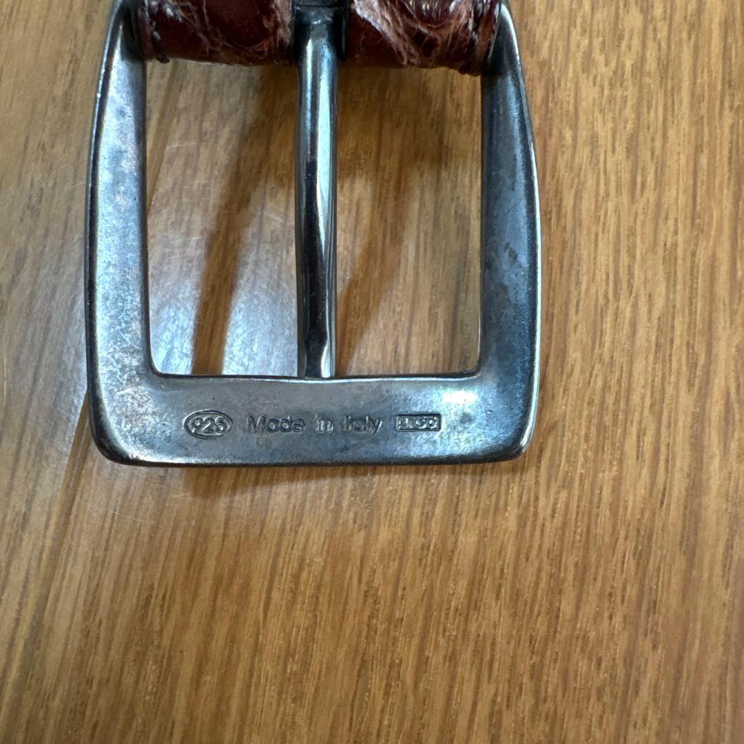 テス　TES アメリカンアリゲーター ベルト イタリア製 ワニ革 ブラウン