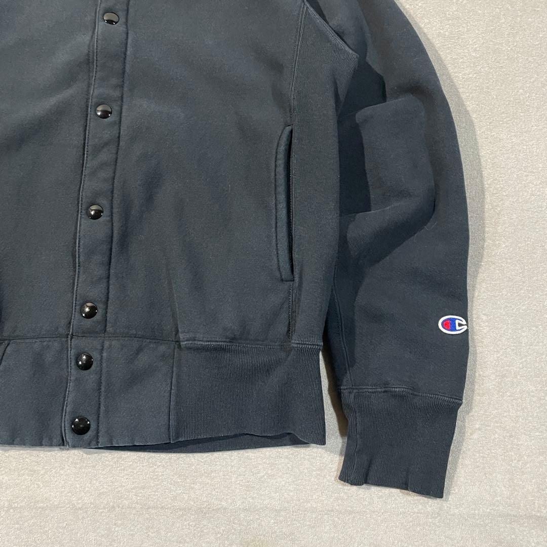 【USA製】Championリバースウィーブスナップカーディガン黒L単色タグ復刻