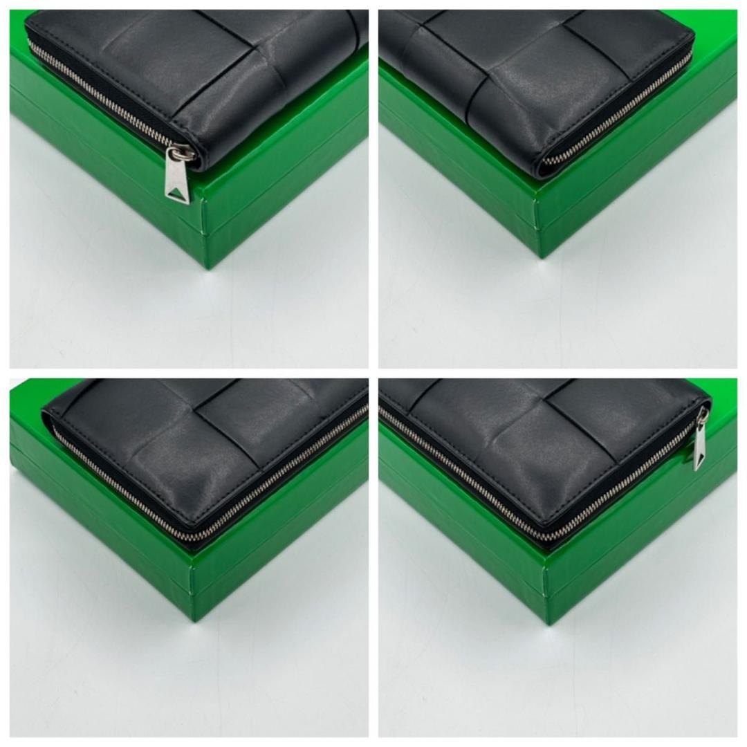 極美品 IC ボッテガヴェネタ カセット ラウンドファスナー 長財布 黒 レザー