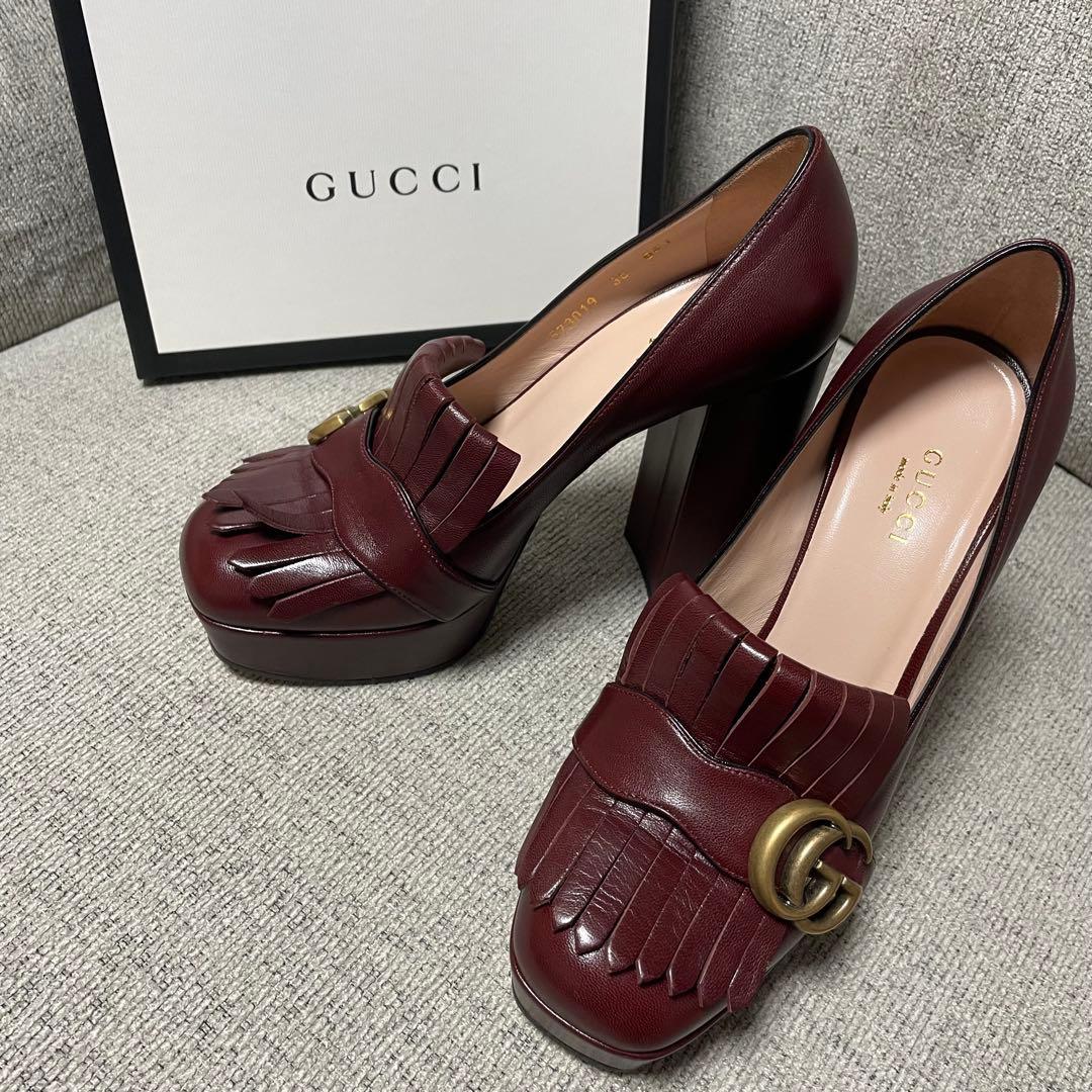 【値下げ】【美品】GUCCI GGマーモント パンプス 36 573019