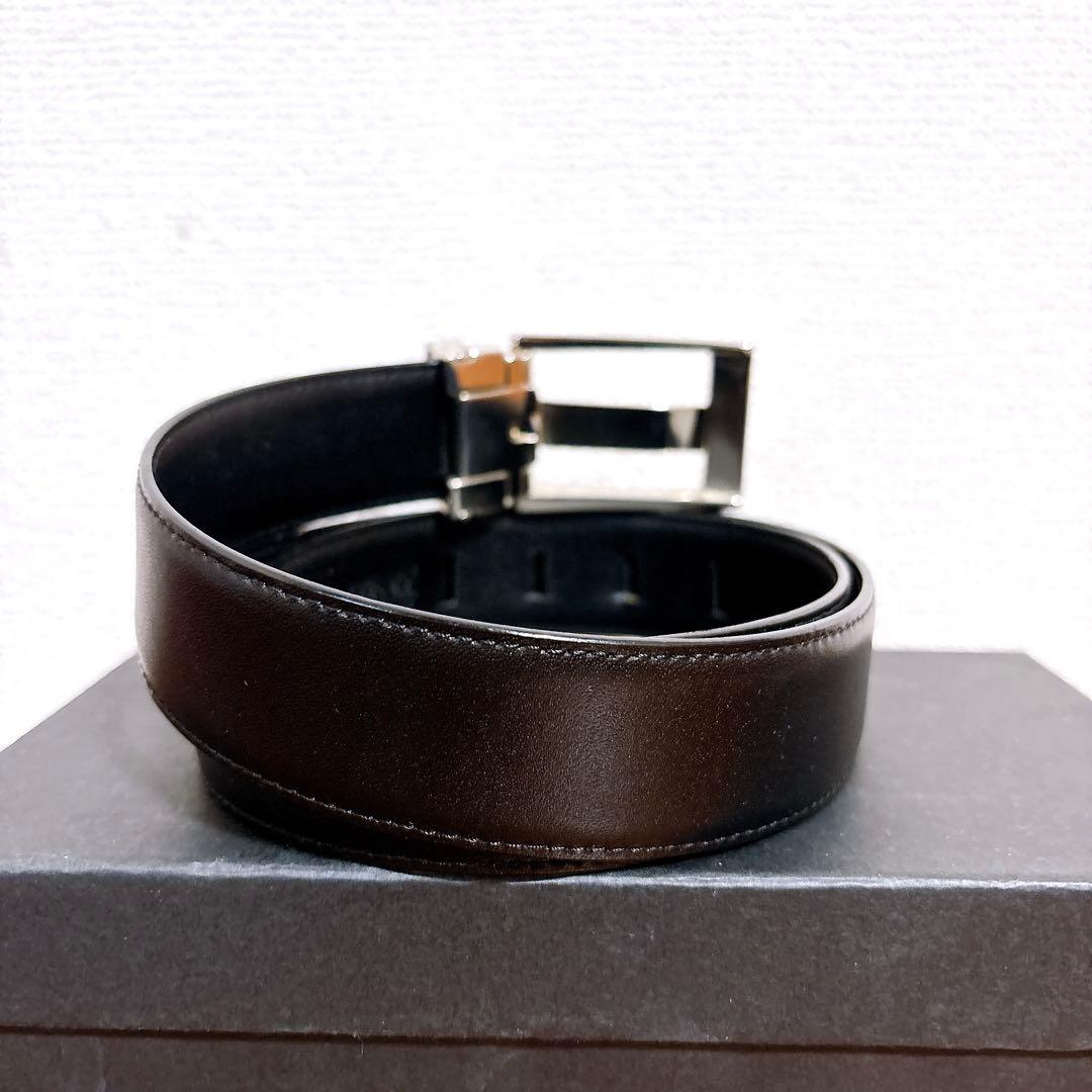 美品 VERSACE シルバーバックル レザーベルト ブラック メデューサ 刻印