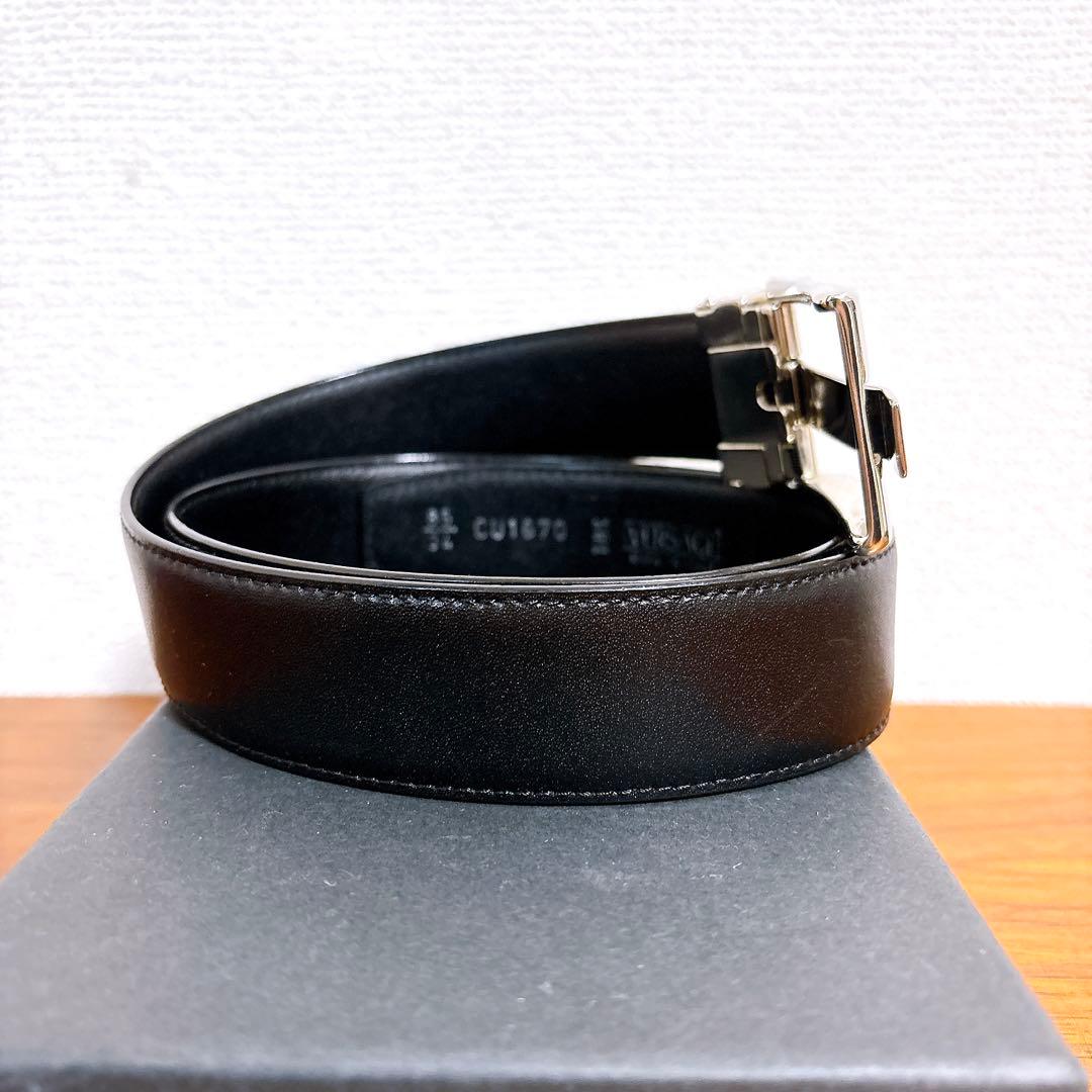 美品 VERSACE シルバーバックル レザーベルト ブラック メデューサ 刻印