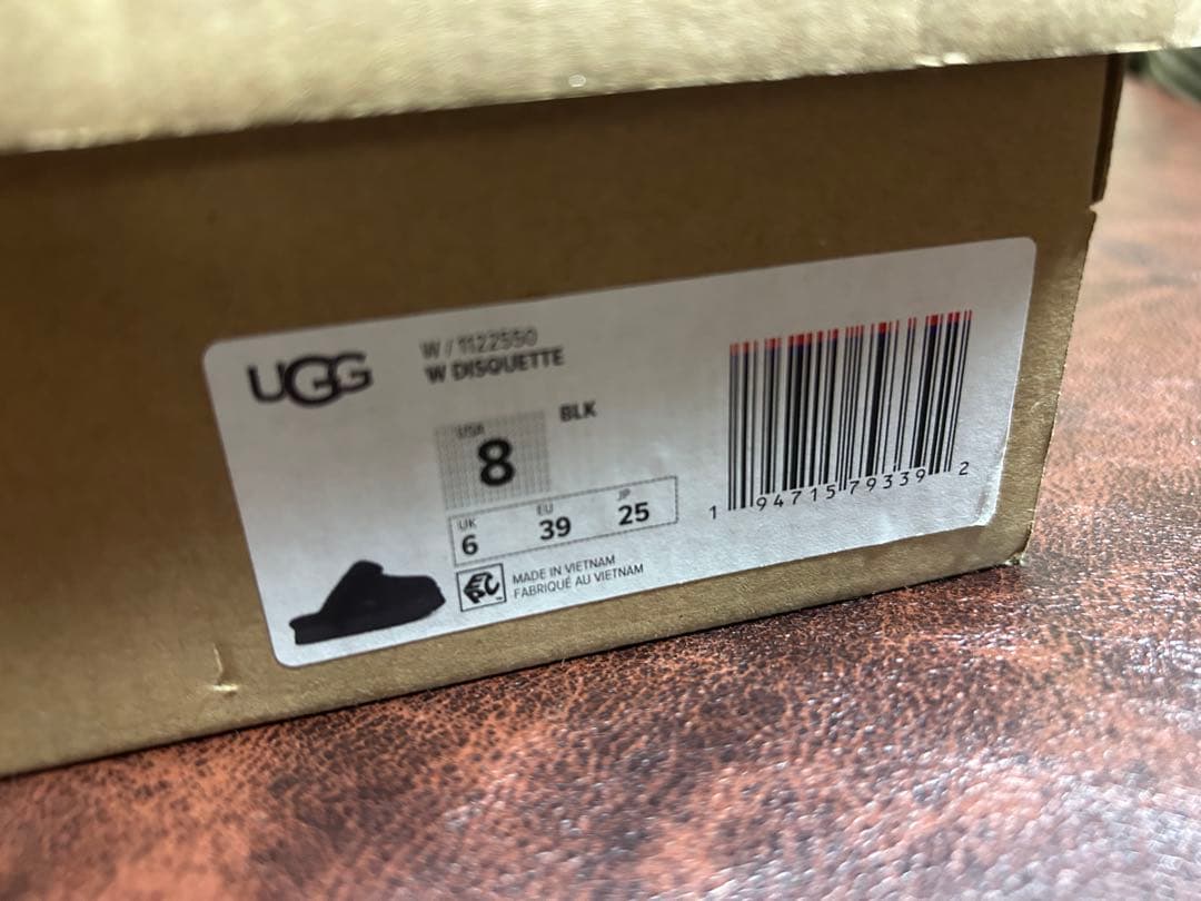 USED 美品 UGG ディスケット ムートン 厚底サンダル 25 ブラック