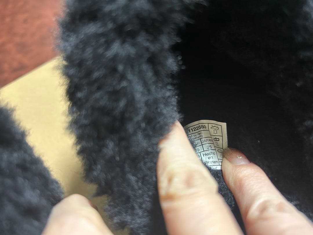 USED 美品 UGG ディスケット ムートン 厚底サンダル 25 ブラック