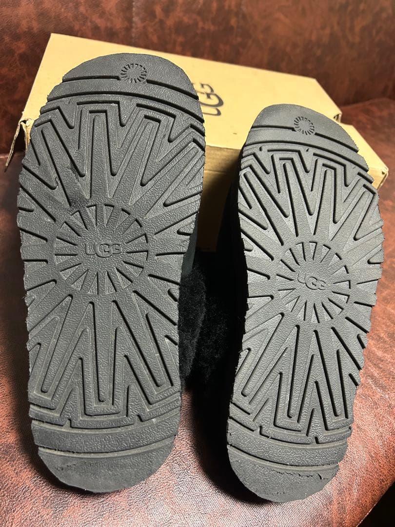 USED 美品 UGG ディスケット ムートン 厚底サンダル 25 ブラック