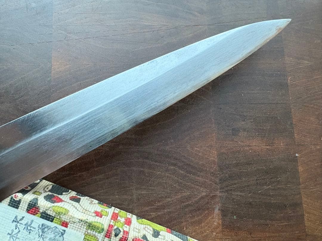 堺打刃物　月界　紋鍛錬　青鋼　柳刃　300mm 包丁　尺　和包丁　水牛朴柄