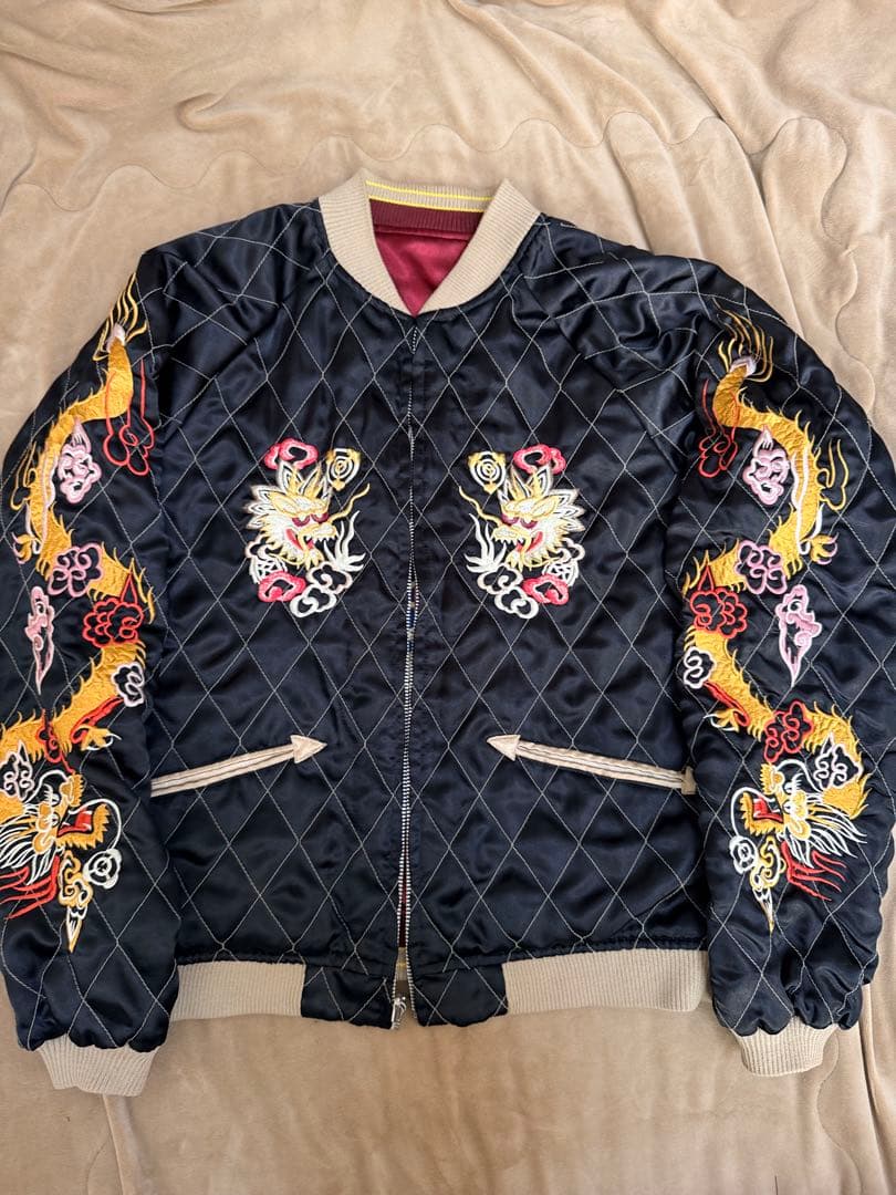 美品 ２面用 90s vintage 鷲龍 東洋 日本限定 スカジャン サテン