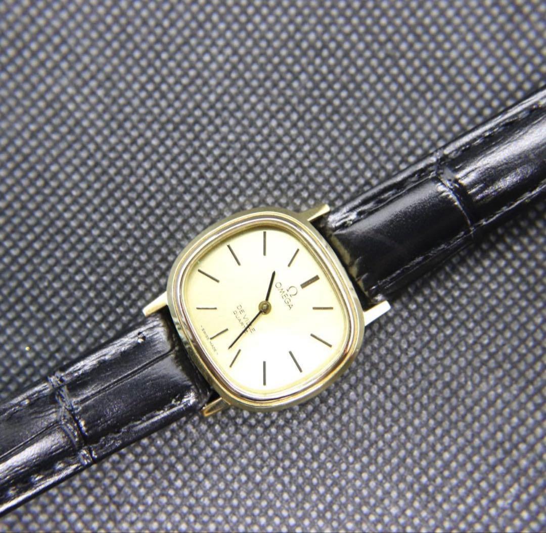 訳あり　オメガ　デヴィル　腕時計　レディース　クオーツ　金　ビンテージ　25ｍｍ