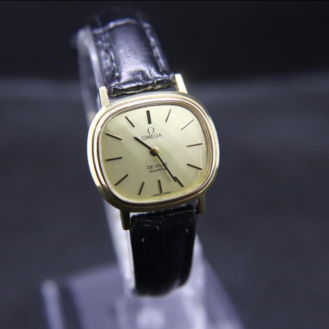 訳あり　オメガ　デヴィル　腕時計　レディース　クオーツ　金　ビンテージ　25ｍｍ