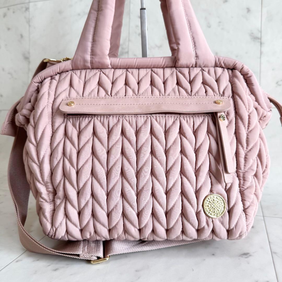 【美品】HAPP ハップ マザーズバッグ 2way ヘリンボーン ショルダー