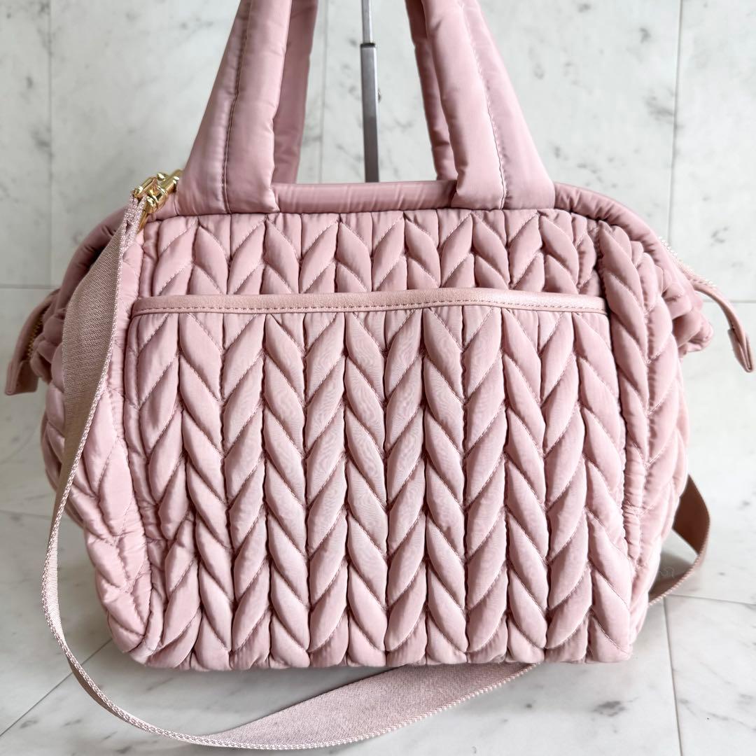 【美品】HAPP ハップ マザーズバッグ 2way ヘリンボーン ショルダー